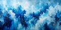 Abstract Blue and White Acrylic Painting A Symphony of Depth and Texture Royalty Free Stock Photo