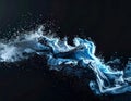 Abstract Blue And White Liquid Splash Motion Against Black Background Royalty Free Stock Photo