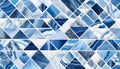 Abstract blue and white marble stone, geometric rectangular marble mosaic background texture,