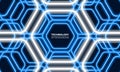 Abstract blue and white neon hexagon vector background Royalty Free Stock Photo