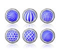 Abstract blue white round globe icon set Royalty Free Stock Photo