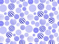 Abstract blue white round globe seamless pattern