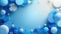 Abstract blue and white spheres and circles arranged in a frame for design or background use. Generative AI Royalty Free Stock Photo