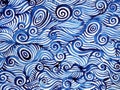 Abstract blue white spiral wave sea ocean watercolor painting Royalty Free Stock Photo