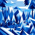 Abstract blue winter background with snowflakes and trees. Vector illustration. Generative AI Royalty Free Stock Photo