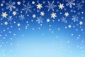 Winter Christmas New Year snow sky background with snowflakes and stars Royalty Free Stock Photo