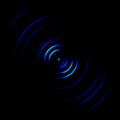 Abstract blue wireless network symbol on black background