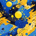 Abstract blue and yellow background with circles and paint drops (tiled) Royalty Free Stock Photo