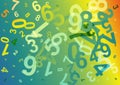 Abstract Blue Yellow and Orange Numbers Background Vector Graphic