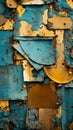 abstract blue and yellow peeling paint on a wall Royalty Free Stock Photo