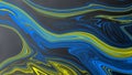 Abstract Blue and Yellow Psychedelic Curves in Gradating Black Background Royalty Free Stock Photo