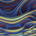 Abstract blue, yellow and red 3d waves.3d illustration, 3d rendering Royalty Free Stock Photo