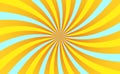Abstract blue yellow sun rays, retro styled sun burst pattern background, vector illustration, curving line art Royalty Free Stock Photo