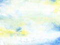 Abstract blue and yellow watercolor background with texture aquarelle paint and paper. Empty surface of square format with grunge Royalty Free Stock Photo