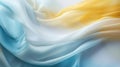 Abstract blue and yellow wavy silk background.