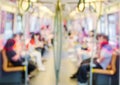 Abstract Blur Background, Defocus view of people is on the bts skytrain or Subway ,Blurred of people sitting on subway Royalty Free Stock Photo