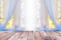 Abstract blur background of white curtain with light bulb bokeh Royalty Free Stock Photo