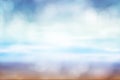 Abstract blur beach with white, yellow and blue city sky sunrise background in summer holiday concept. Blurred beautiful pastel Royalty Free Stock Photo