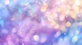 Abstract blur bokeh banner background. Rainbow colors, pastel purple, blue, gold yellow Royalty Free Stock Photo