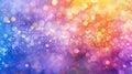 Abstract blur bokeh banner background. Rainbow colors, pastel purple, blue, gold yellow Royalty Free Stock Photo
