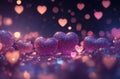 Abstract blur bokeh heart valentine background. Generative AI. Royalty Free Stock Photo