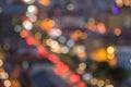 Abstract blur bokeh image of light from vehicle and the light bulb on a city street in the traffic jam Royalty Free Stock Photo