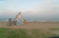 Abstract blur camping yard on beach for background Royalty Free Stock Photo