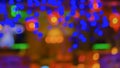 Abstract blur city rush or night club blue green yellow purple bokeh light background. Royalty Free Stock Photo