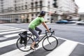 Abstract blur a cyclist riding in Washington DC city road