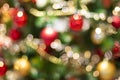 Abstract blur decoration ball and light string on christmas tree with bokeh light background.winter holiday seasonal Royalty Free Stock Photo