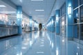 Abstract blur highlights hospital and clinic interiors, suggesting bustling healthcare environments