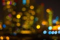 Abstract blur image beautiful decorative lights at night The lights from the building blocks at night of City Royalty Free Stock Photo