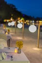 Abstract blur image of Outdoor Cafe or restaurant in night time with bokeh for background usage Royalty Free Stock Photo