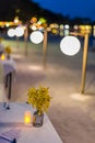 Abstract blur image of Outdoor Cafe or restaurant in night time with bokeh for background usage Royalty Free Stock Photo