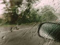 Abstract blur : rain drop on side of car window , careful for da Royalty Free Stock Photo