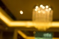 Abstract blur scene of lights and ceiling of hall or restaurant