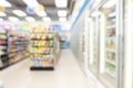 Abstract blur shelf in minimart and supermarket Royalty Free Stock Photo