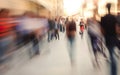 Abstract blurred background of business busy people walking on sidewalk at business center in the city. Royalty Free Stock Photo