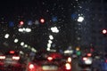 abstract blurred background during rain in a traffic jam in a big city. Royalty Free Stock Photo