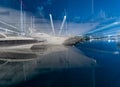 Abstract blurred background of a yacht at the pier at night Royalty Free Stock Photo