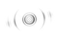 Abstract, blurred black sound waves oscillating with circle spin on white background