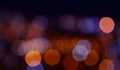 Abstract blurred bokeh background of night city or Christmas garland lights. Royalty Free Stock Photo