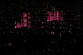 Abstract blurred bokeh of city, neon night lights, illumination, reflection. City life in evening, defocused background Royalty Free Stock Photo