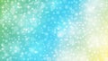 Abstract Blurred Bokeh, Glowing Sparkles and Bubbles in Pastel Green, Blue and Yellow Gradient Background