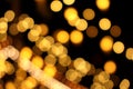 Abstract blurred and bokeh of reflection lighting of light bubs on black background Royalty Free Stock Photo