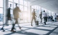 Abstract blurred Business people walking in the office corridor