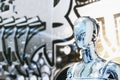 Abstract blurred Chrome human mannequin portrait photography Royalty Free Stock Photo