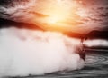 Abstract blurred drift cars with smoke from burned tire Royalty Free Stock Photo