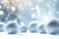 Abstract blurred festive light blue winter christmas or Happy New Year background with shiny blue and white bokeh lighted Royalty Free Stock Photo