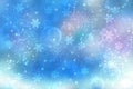 Abstract blurred festive light blue winter christmas or Happy New Year background texture with shiny blue and white bokeh lighted Royalty Free Stock Photo